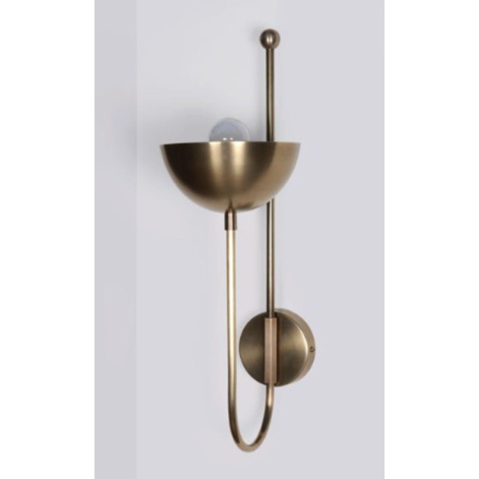 Post-Modern J Brass Dome Wall Sconce by Lamp Shaper For Sale
