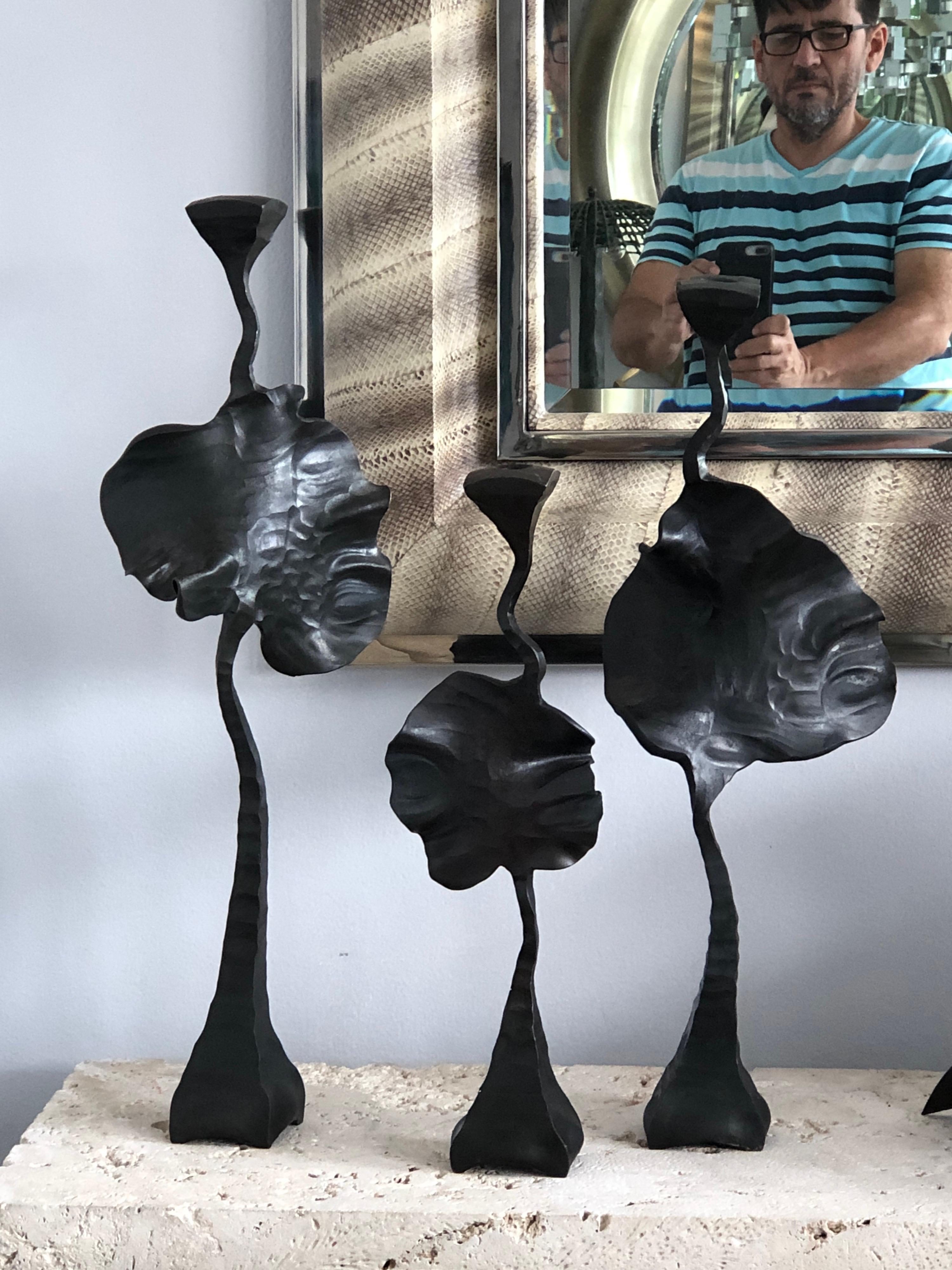 American J Brubaker Large Sculptural Candlesticks, 1990