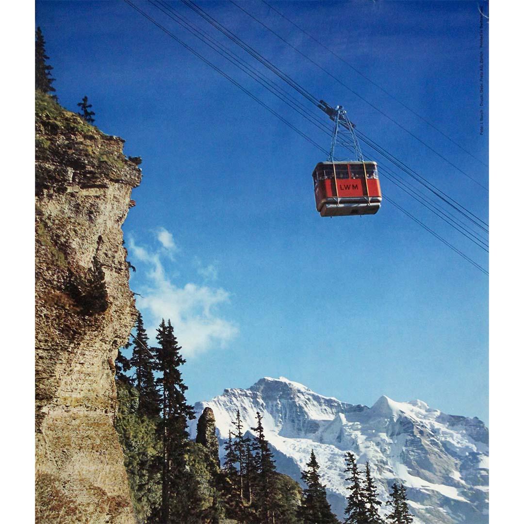1958 original travel poster by J. Burch - Wengen Männlichen - Suisse For Sale 2