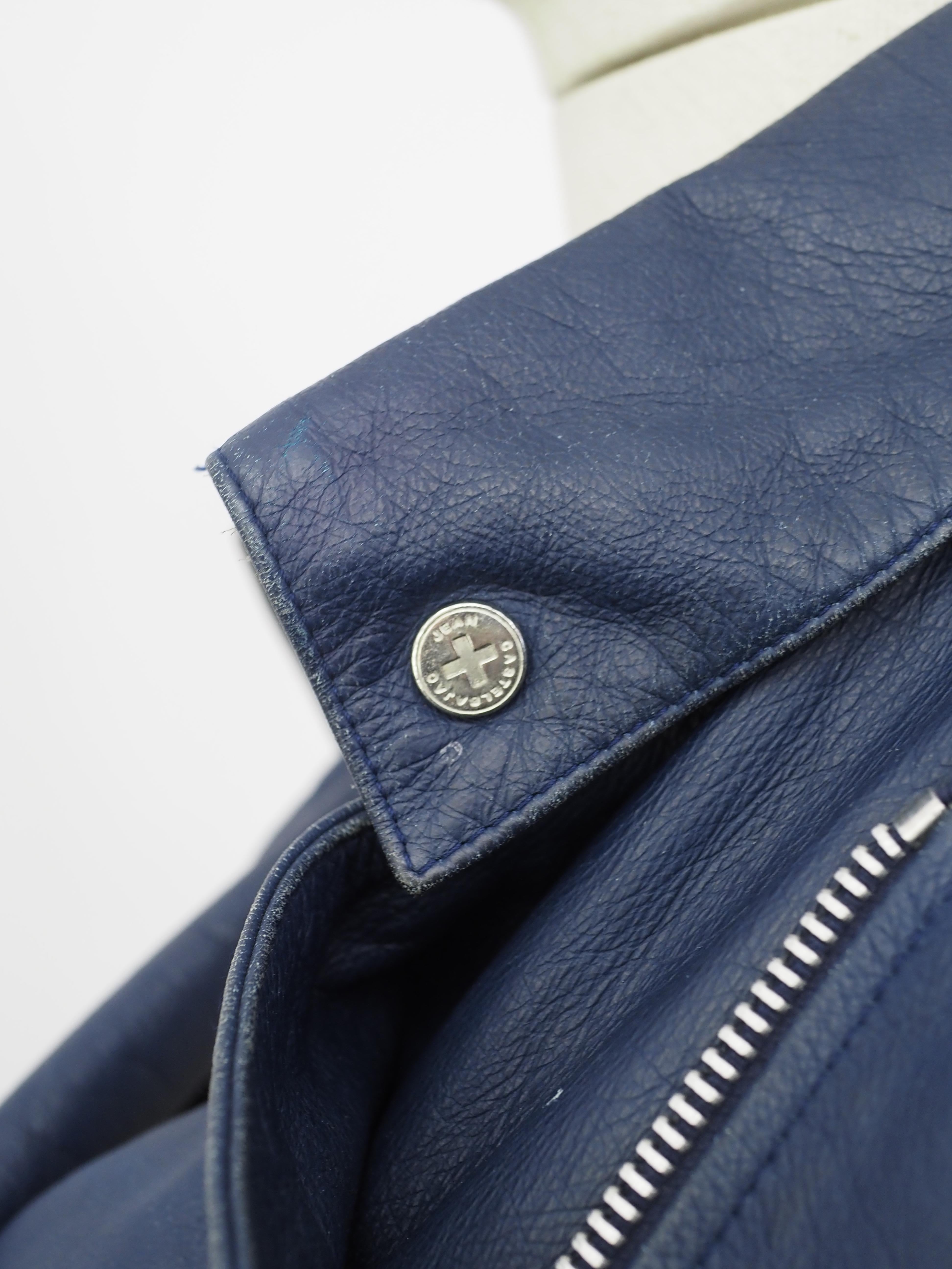 J. C. de Castelbajac blue leather jacket In Good Condition In Capri, IT