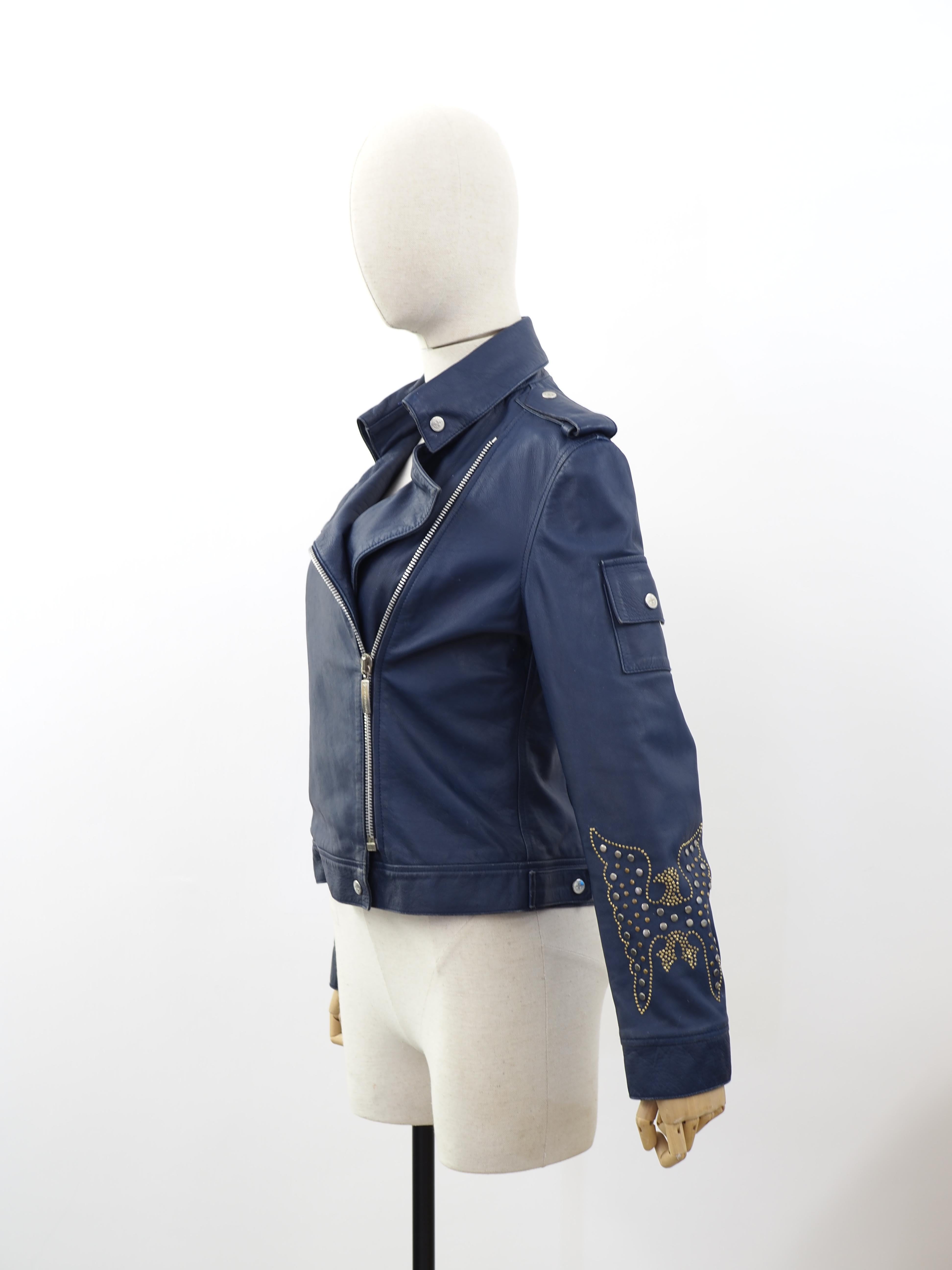 J. C. de Castelbajac blue leather jacket 2
