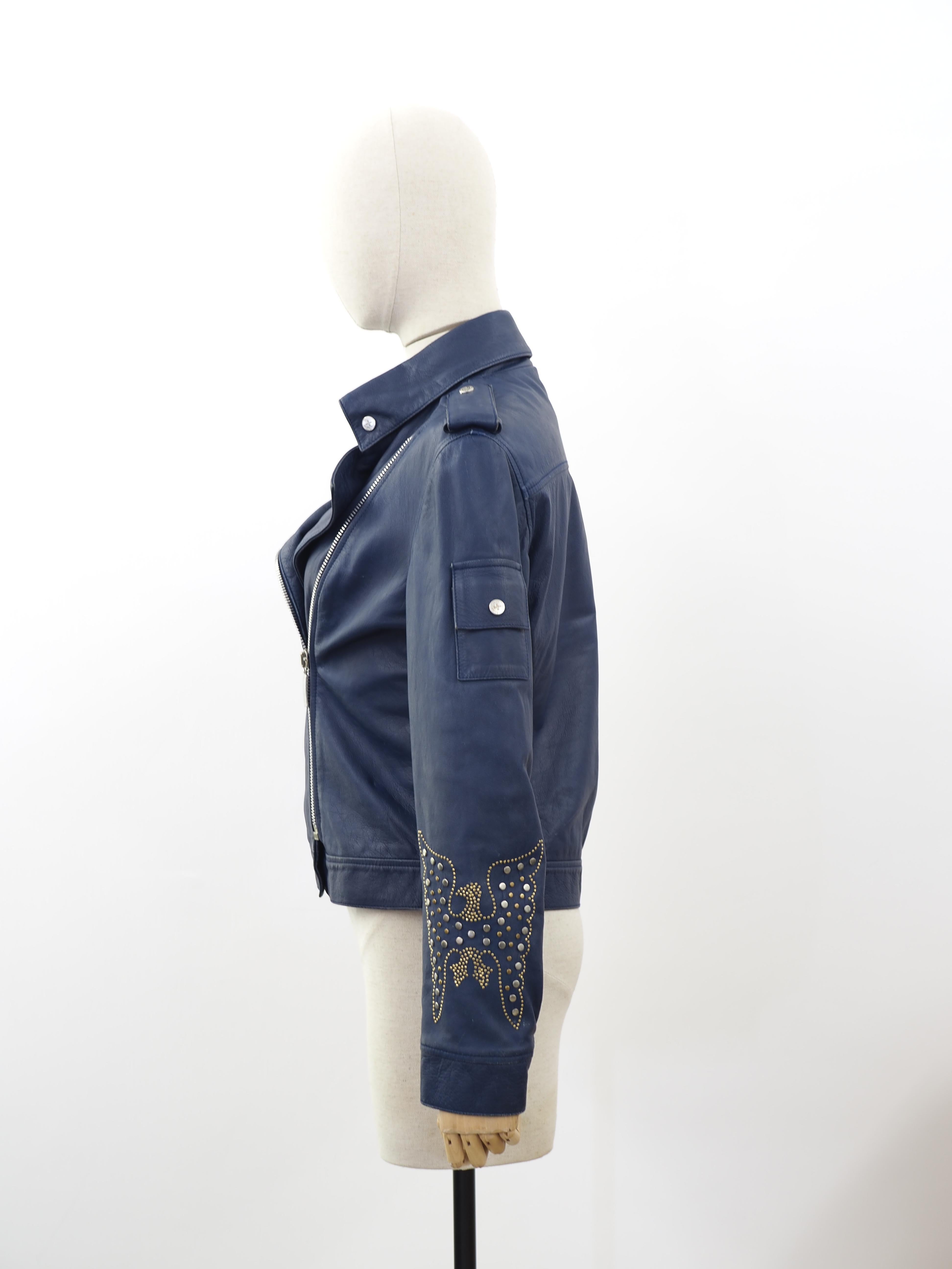 J. C. de Castelbajac blue leather jacket 3