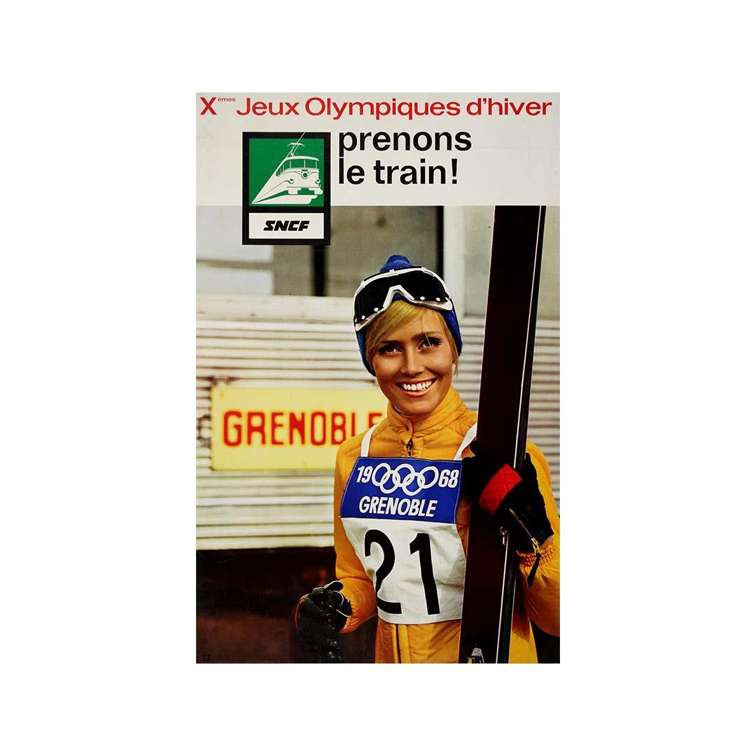1968 original exhibition poster for the 10th Winter Olympic Games in Grenoble For Sale 2