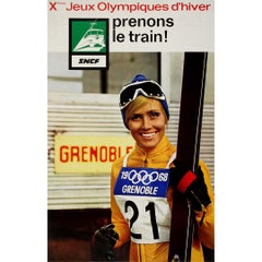 1968 original exhibition poster for the 10th Winter Olympic Games in Grenoble