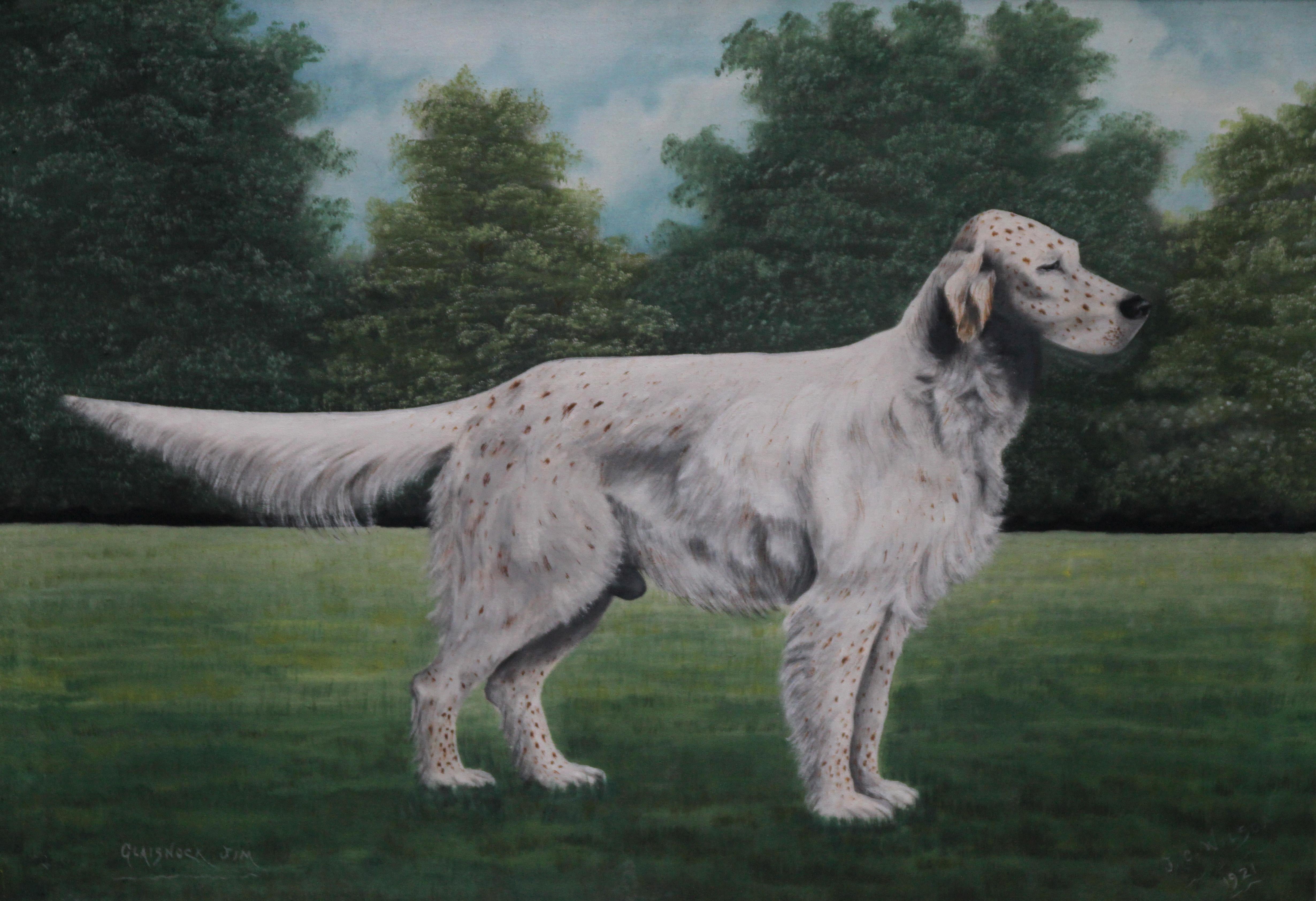 Portrait of an English Setter Stud- Glaisnock Jim - 1920's oil painting dog art For Sale 1