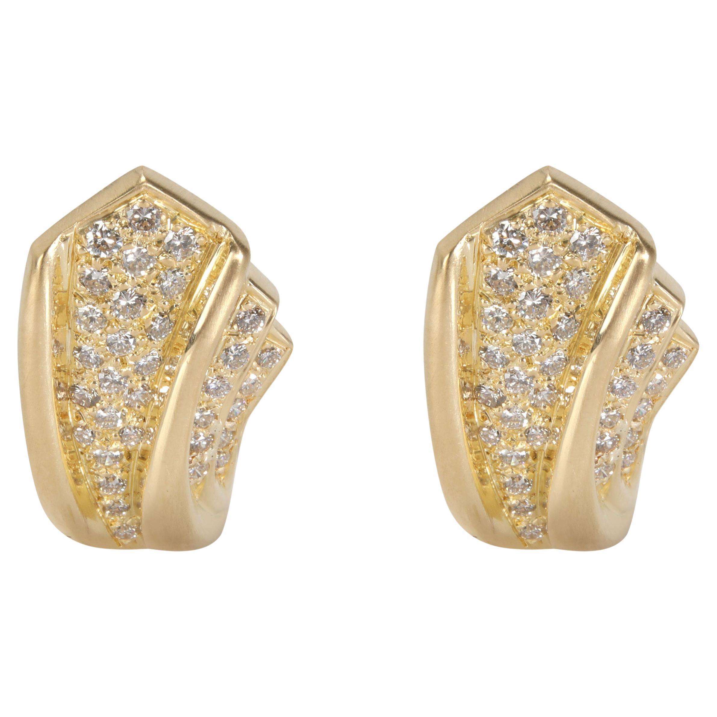 J Cape" Clip-On Diamond Earrings in 18K Yellow Gold 1.20 CTW"