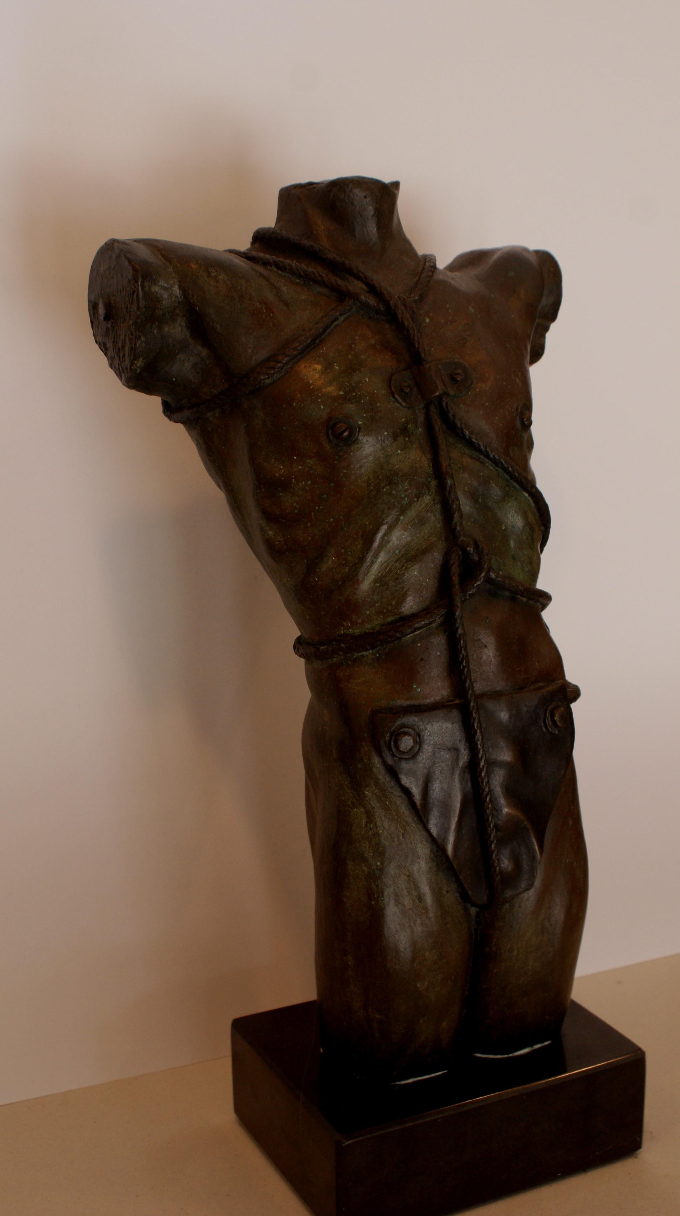 J. Casamayor.  Man's torso.. original bronze 7/7 sculpture - Contemporary Sculpture by J. CASAMAYOR