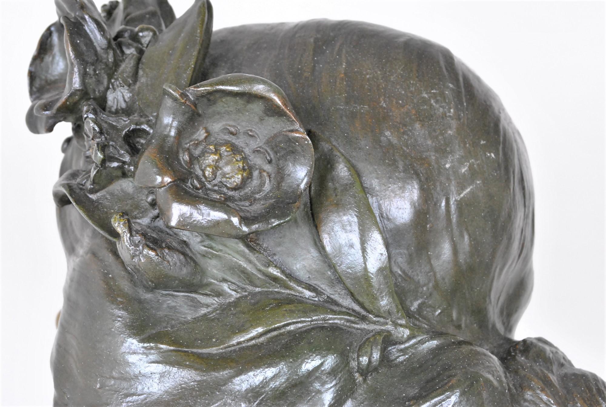 J Caussé, Bust of Woman, Signed Bronze, Art Nouveau, Late Nineteenth Century 6