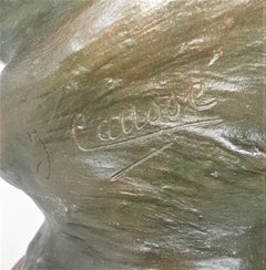 J Caussé, Bust of Woman, Signed Bronze, Art Nouveau, Late Nineteenth Century