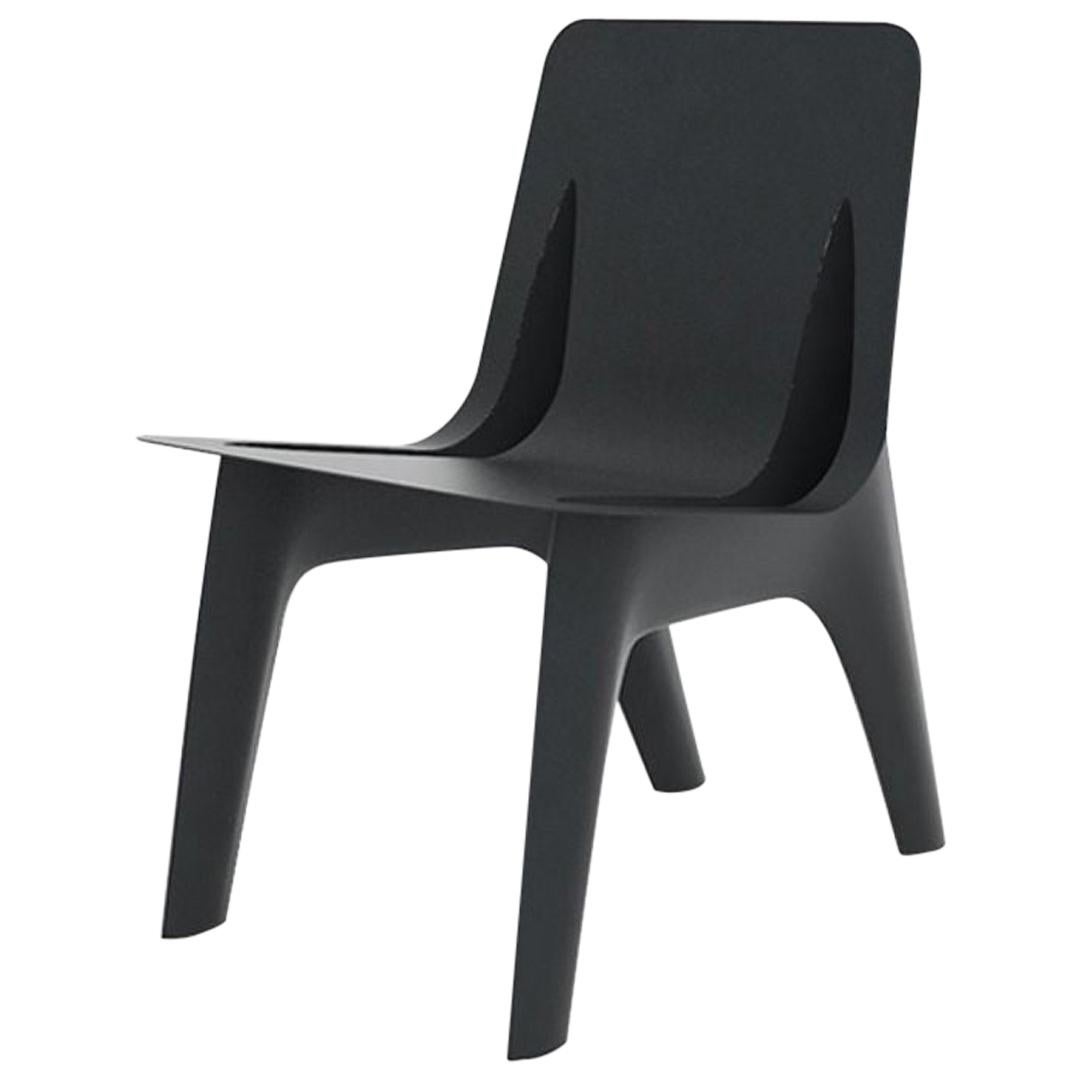 Chaise J-Chair de salle à manger en acier au carbone poli de couleur gris graphite par Zieta