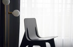 J-Chair Dining Polished Graphite Grey Color Carbon Steel+Leather Seating