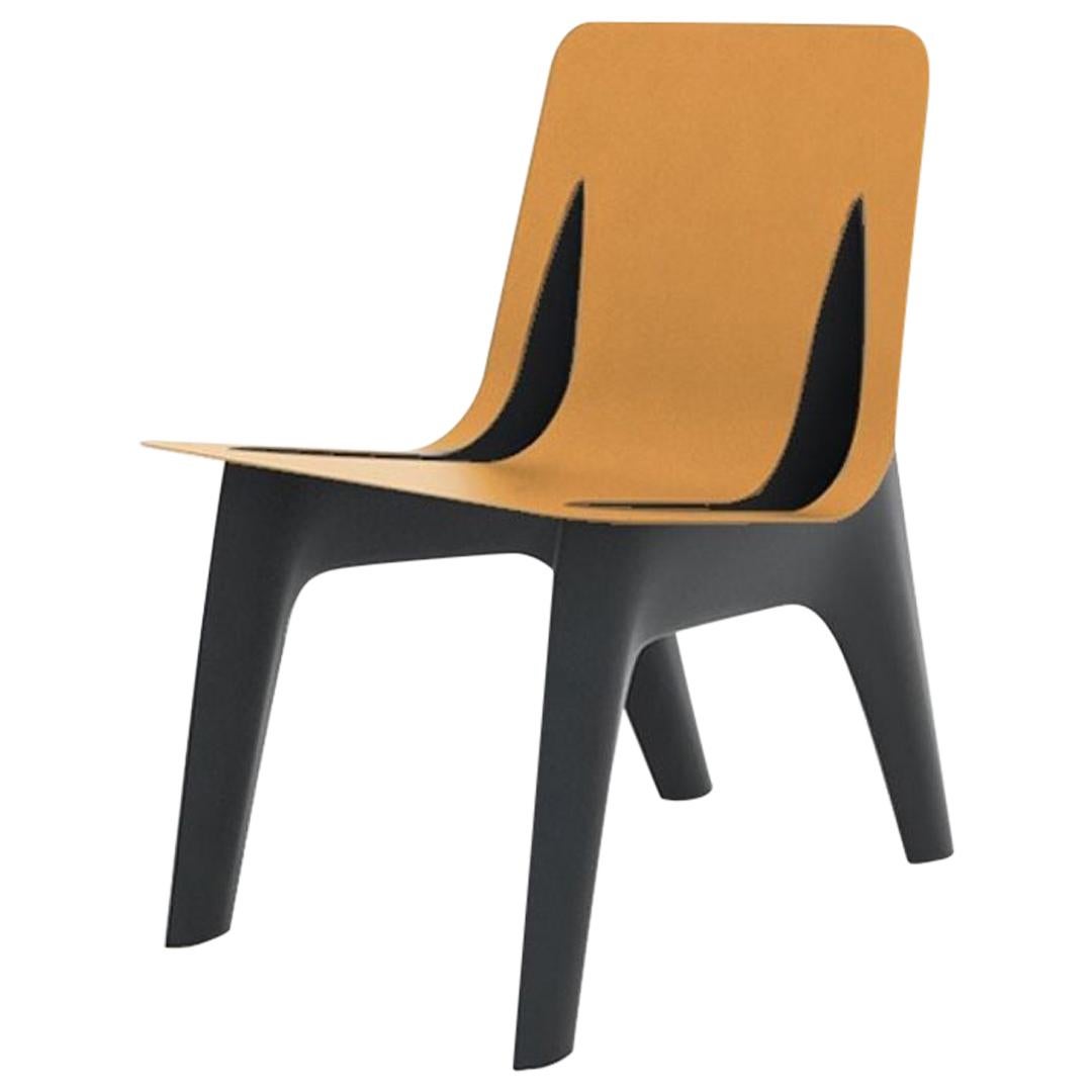 Chaise J-Chair de salle à manger en acier au carbone et cuir de couleur gris graphite poli en vente