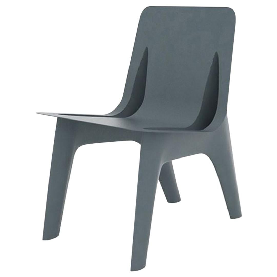 J-Chair Dining Polished Grey Blue Color Carbon Steel Seating by Zieta