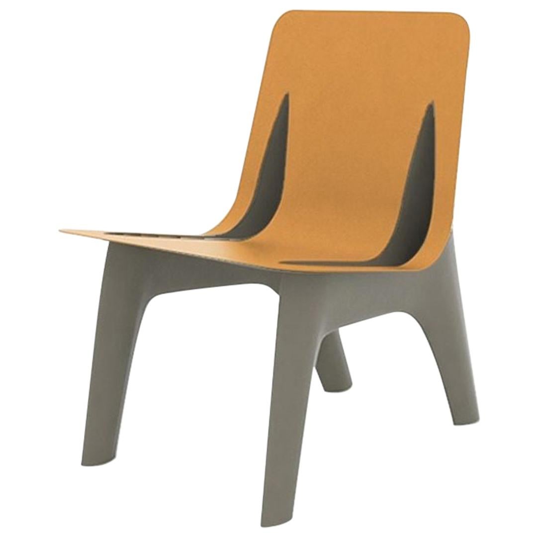 J-Chair Lounge Poliertes, Beige-graues Aluminium und Ledersitzmöbel von Zieta