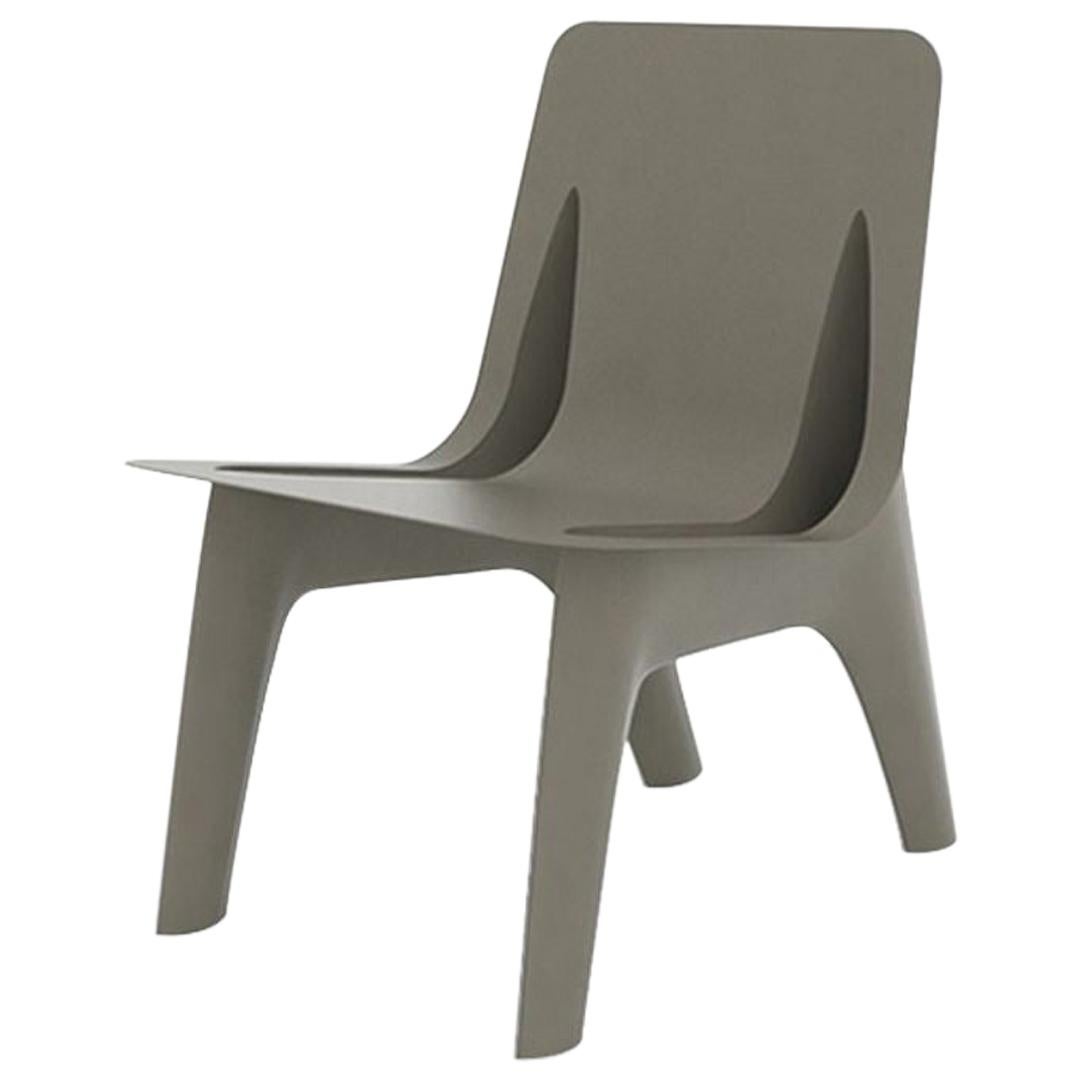 J-Chair Lounge Polished Beige Grey Color Carbon Steel Seating by Zieta