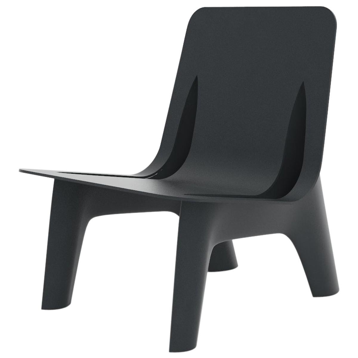J-Chair Lounge Polished Graphite Grey Color Carbon Steel Seating by Zieta