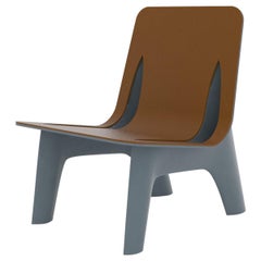 J-Chair Lounge Polished Grey Blue Color Aluminum and Leather Seating by Zieta