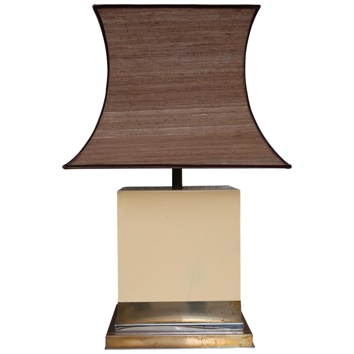 J. Claude Mahey Brass 
Lacquered Metal Midcentury French Table Lamp, 1970 For Sale