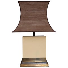 J. Claude Mahey Brass & Lacquered Metal Midcentury French Table Lamp, 1970