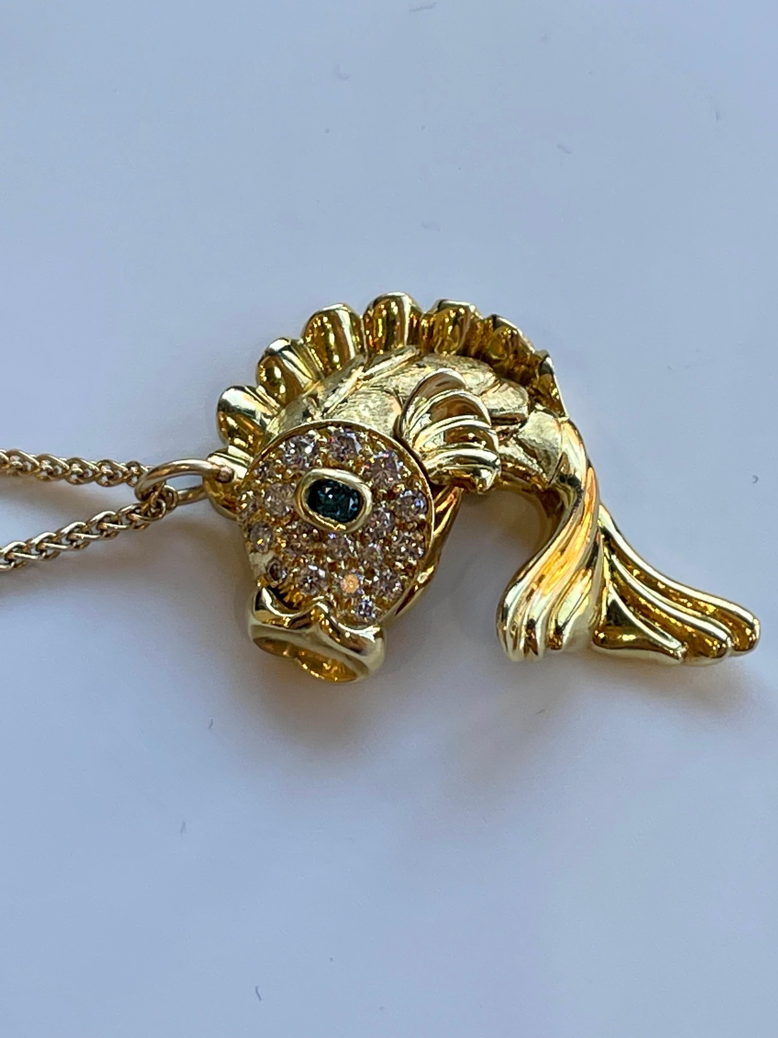 J. Cooper 18 Karat Diamant-Fisch-Anhänger im Zustand „Hervorragend“ im Angebot in Frederick, MD
