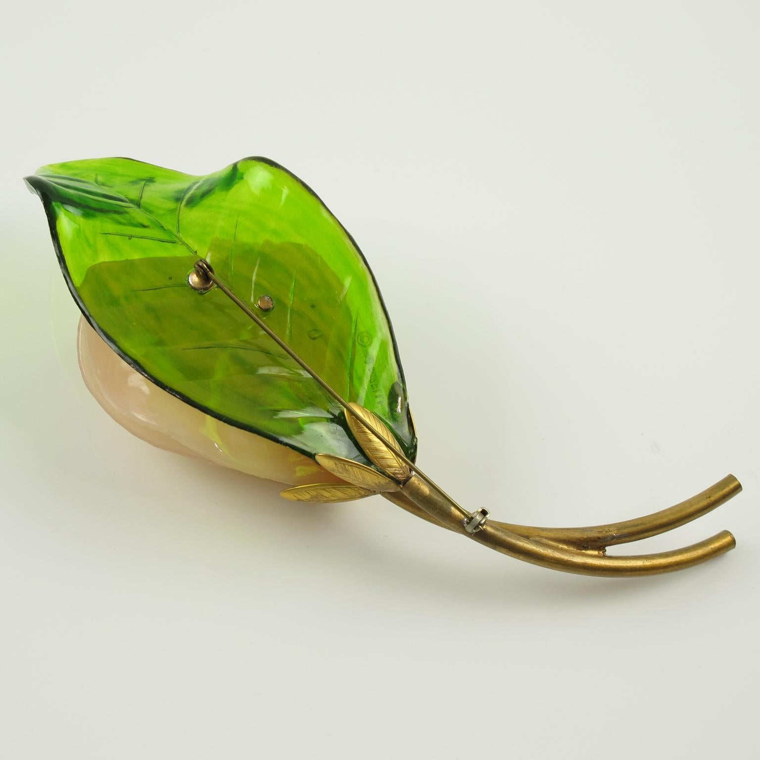 J. Corelli Italy Dimensional Huge Murano Flower Brooch In Excellent Condition In Atlanta, GA