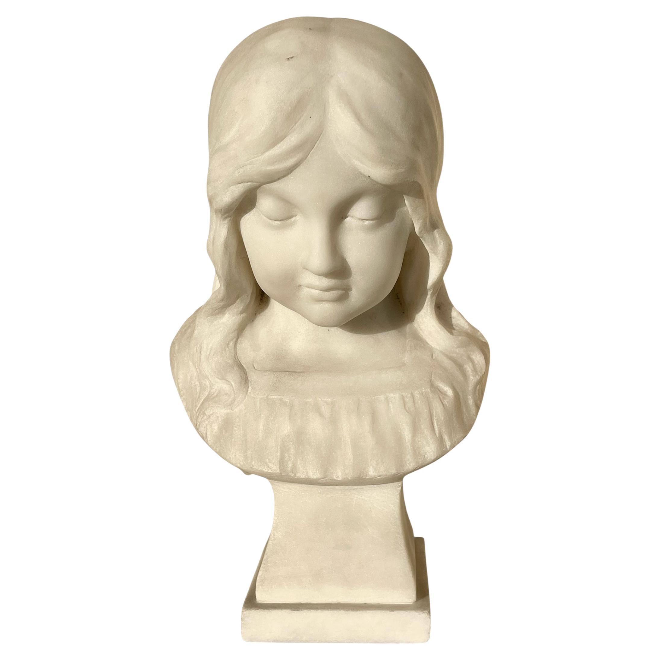 J. COZLIN - Marble, Bust Of A Little Girl For Sale