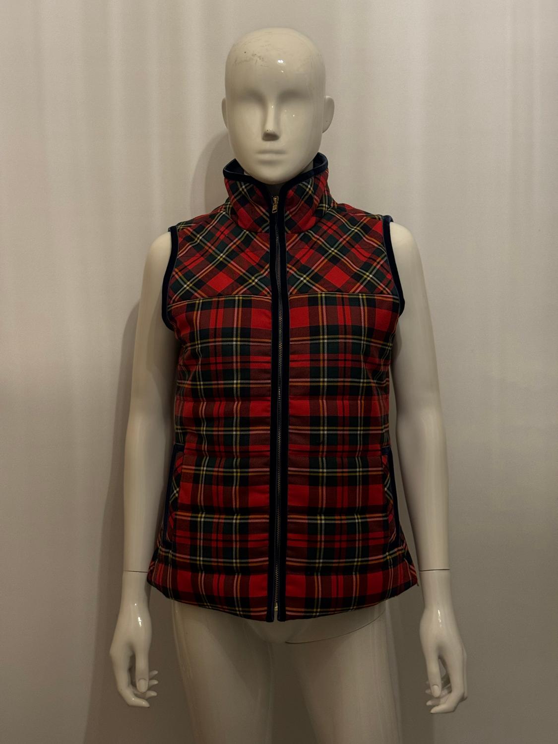 J Crew Check Body Warmer with Velvet Trim In Good Condition For Sale In London, GB