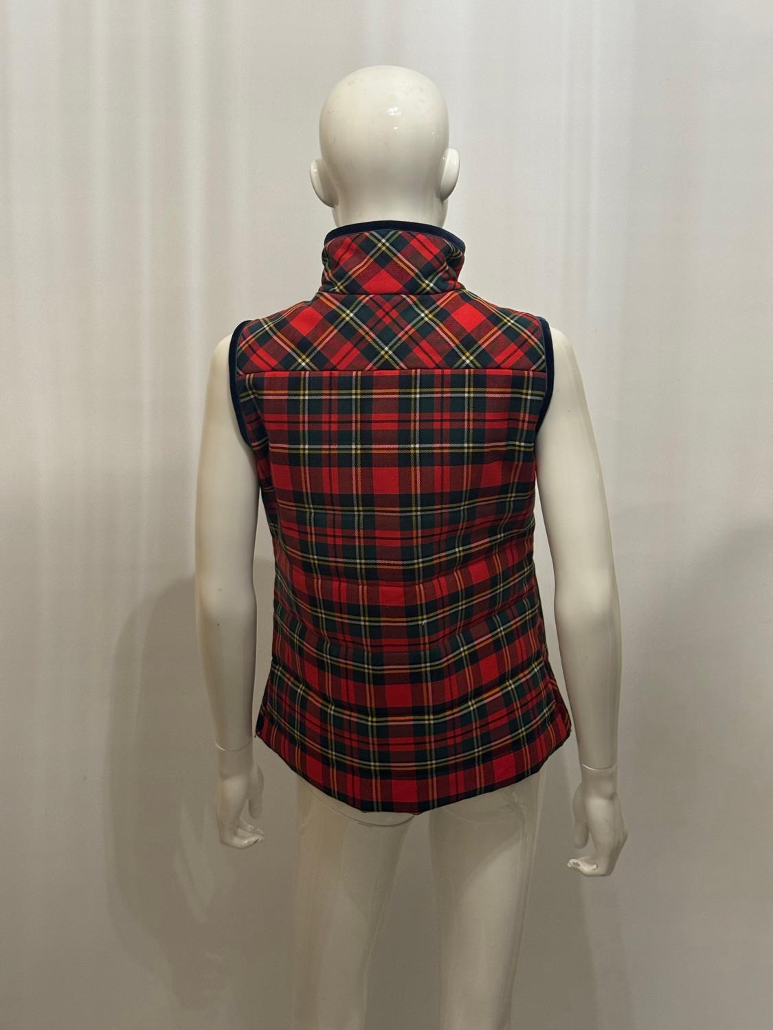 J Crew Check Body Warmer with Velvet Trim For Sale 2