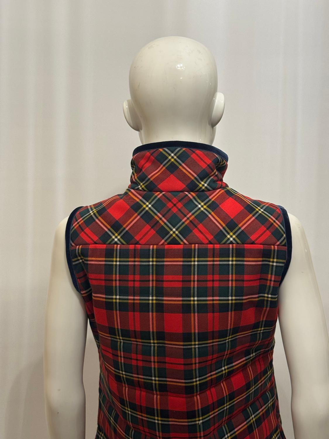 J Crew Check Body Warmer with Velvet Trim For Sale 3