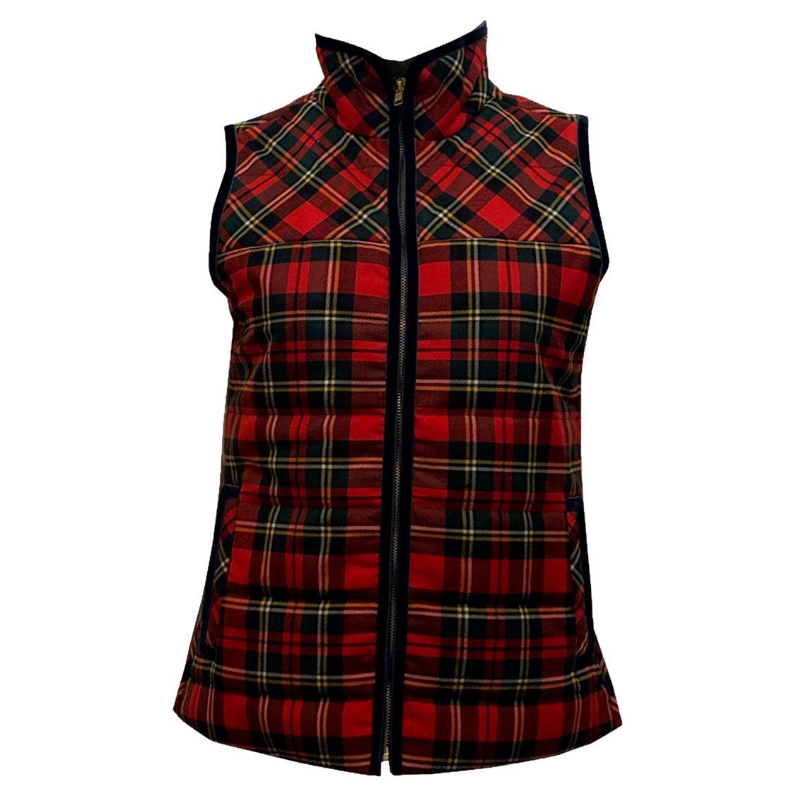 J Crew Check Body Warmer with Velvet Trim For Sale