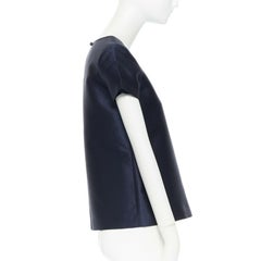 J CREW COLLECTION navy blue cap sleeves round neckline A-line shirt top US00 XS
