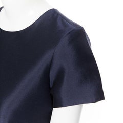 J CREW COLLECTION navy blue cap sleeves round neckline a-line shirt top US00 XS