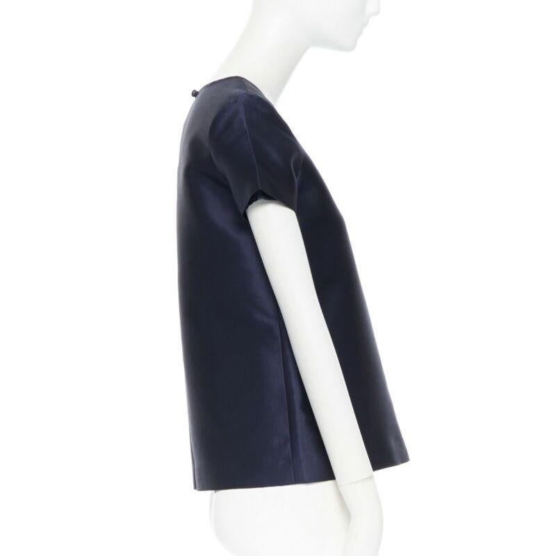 J CREW COLLECTION navy blue cap sleeves round neckline a-line shirt top US00 XS In Good Condition For Sale In Hong Kong, NT