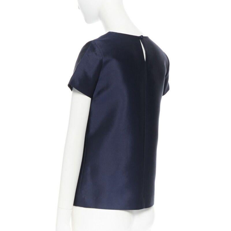 J CREW COLLECTION navy blue cap sleeves round neckline a-line shirt top US00 XS For Sale 1