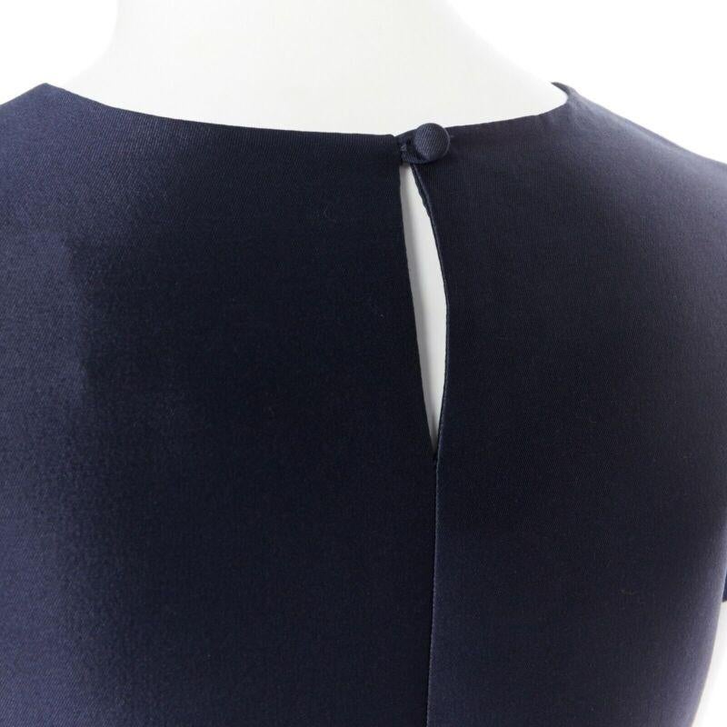 J CREW COLLECTION navy blue cap sleeves round neckline a-line shirt top US00 XS For Sale 2