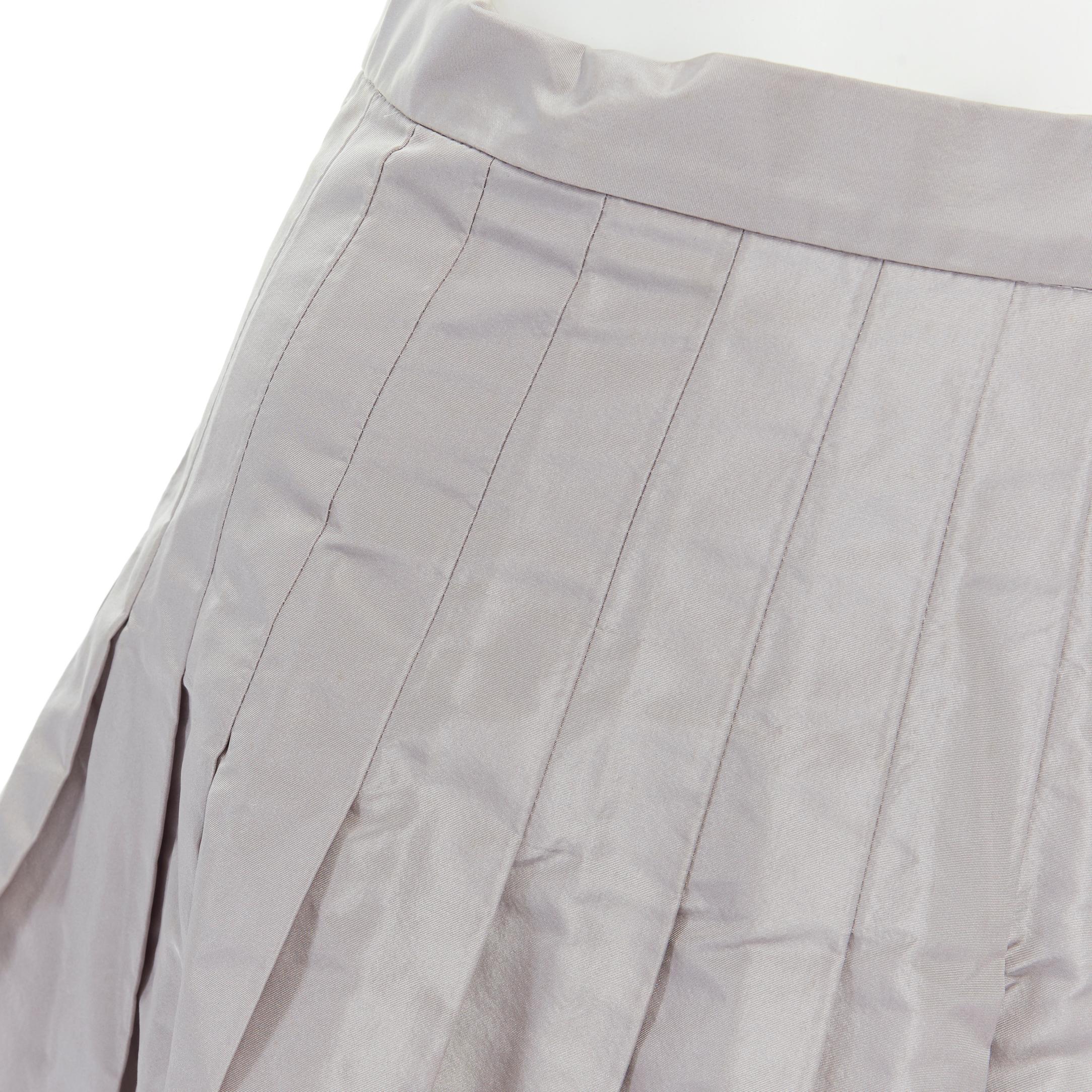 J CREW COLLECTION silver grey 100% silk pleated tie waist flared skirt US0 26