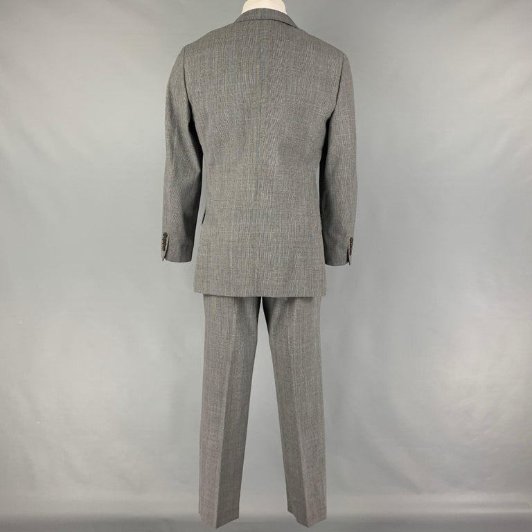 J. CREW Size 38 Regular Dark Gray Glenplaid Wool Notch Lapel Suit For