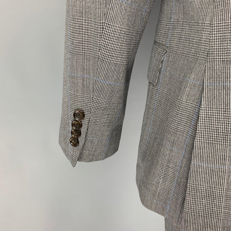 J. CREW Size 38 Regular Dark Gray Glenplaid Wool Notch Lapel Suit For