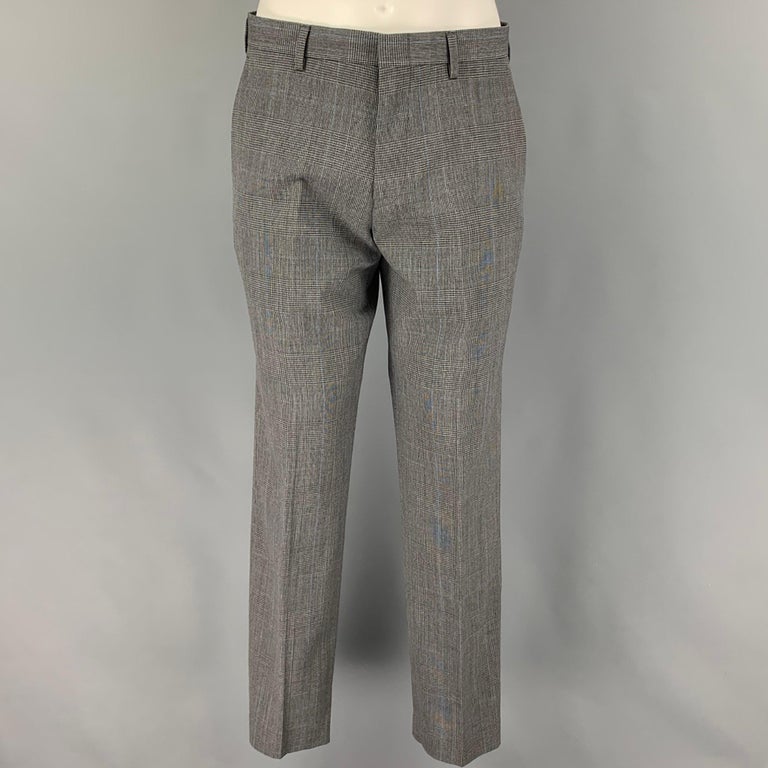 J. CREW Size 38 Regular Dark Gray Glenplaid Wool Notch Lapel Suit For