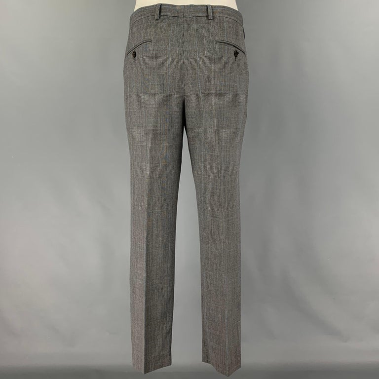 J. CREW Size 38 Regular Dark Gray Glenplaid Wool Notch Lapel Suit For