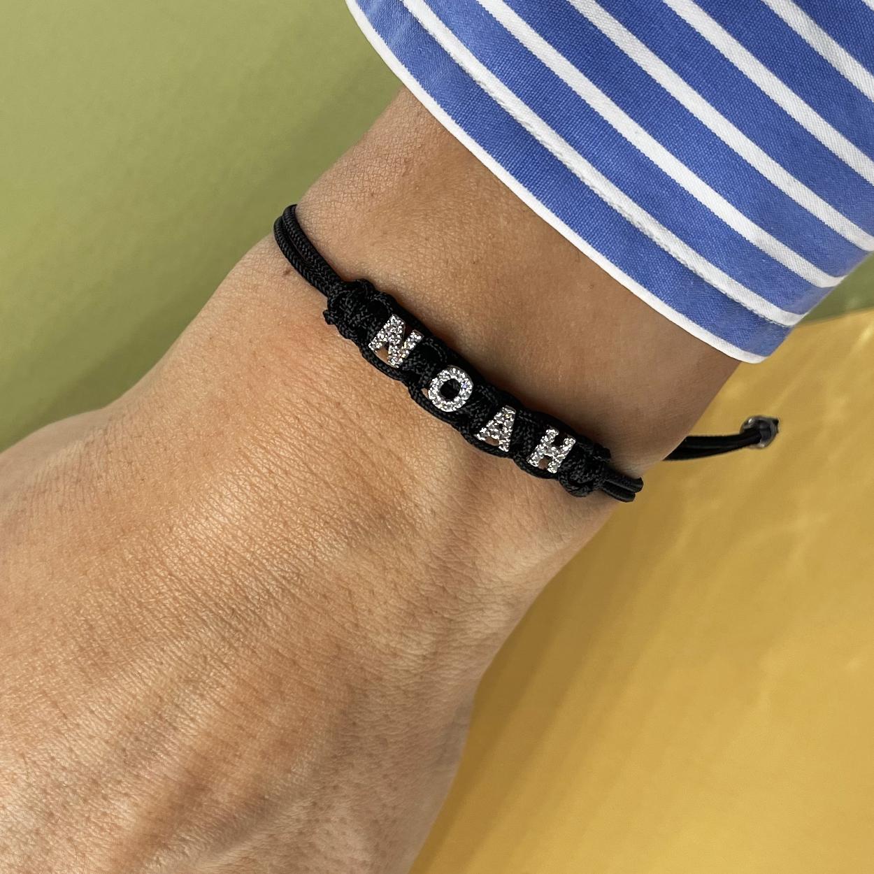 Women's or Men's J - Customizable Letter / Name Bracelet in White Gold and White Diamonds Gift For Sale
