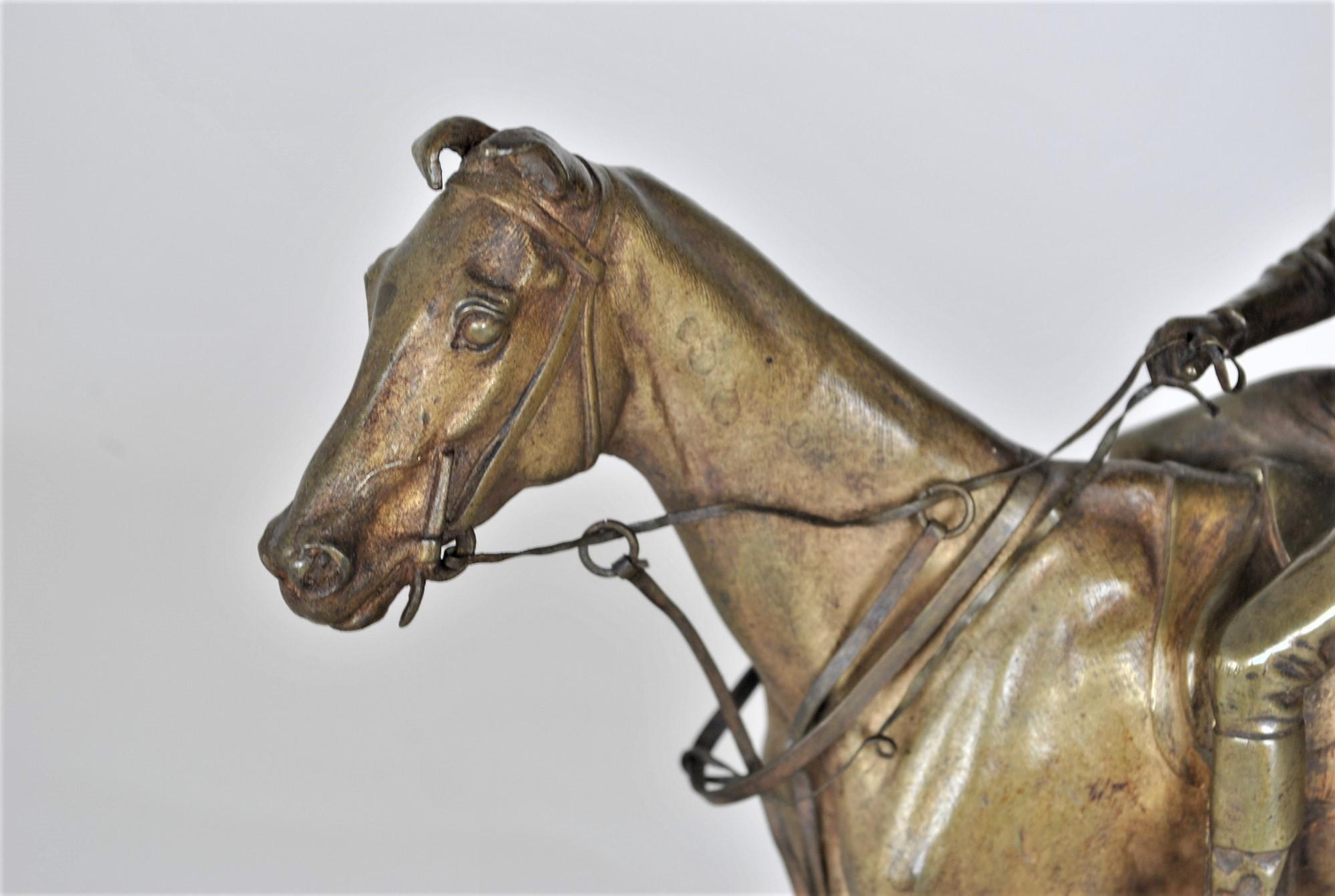 19th Century J Cuvelier, Horse Rider in Bronze, Signed, XIXth Century