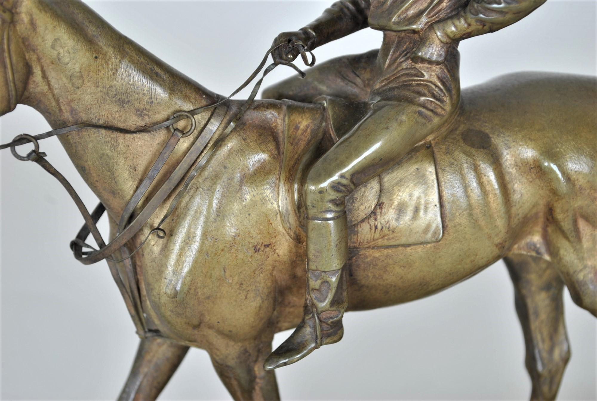 J Cuvelier, Horse Rider in Bronze, Signed, XIXth Century 1