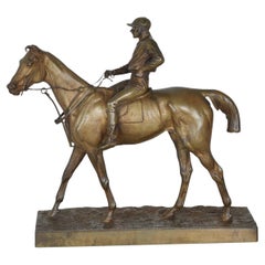 J Cuvelier, Horse Rider in Bronze, Signed, XIXth Century