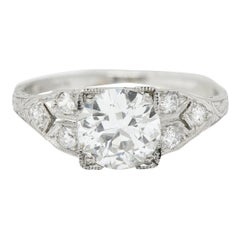 J & D Graf Art Deco 1.36 Carats Diamond Platinum Engagement Ring GIA