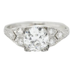 J & D Graf Art Deco 1::36 Karat Diamant Platin Verlobungsring GIA