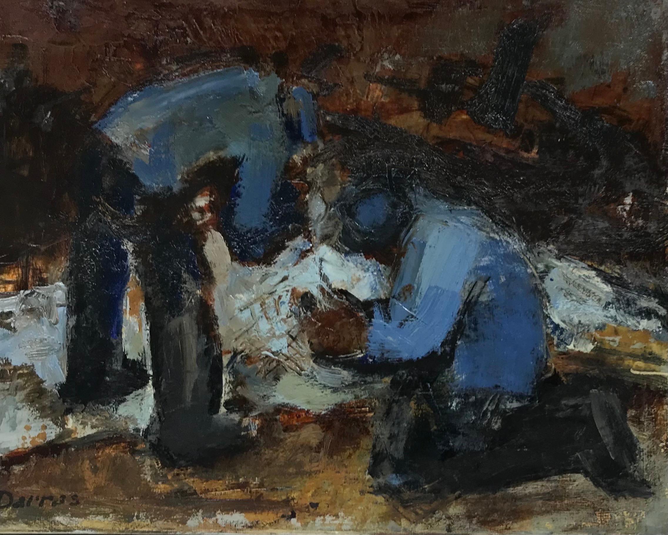 Artista/ Scuola: J.Darras, firmato, French mid 20th century

Titolo: Gli operai

Medium: pittura a olio su tela, senza cornice 

tela: 9,5 x 13 pollici

Provenienza: collezione privata, Francia

Condizioni: Il dipinto è in condizioni generali molto