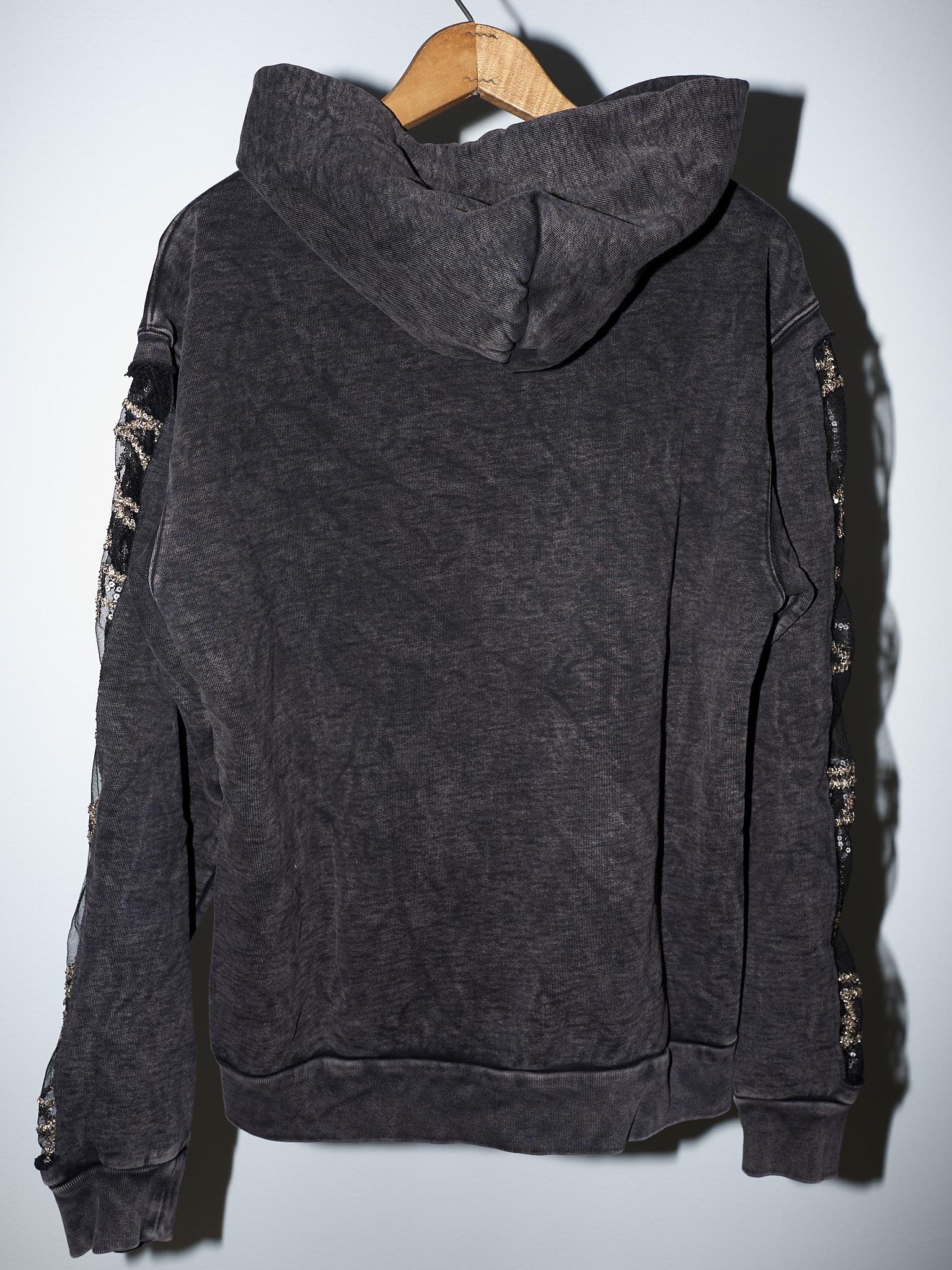 Hoodie Black Cotton Embellished Crystal J Dauphin 2