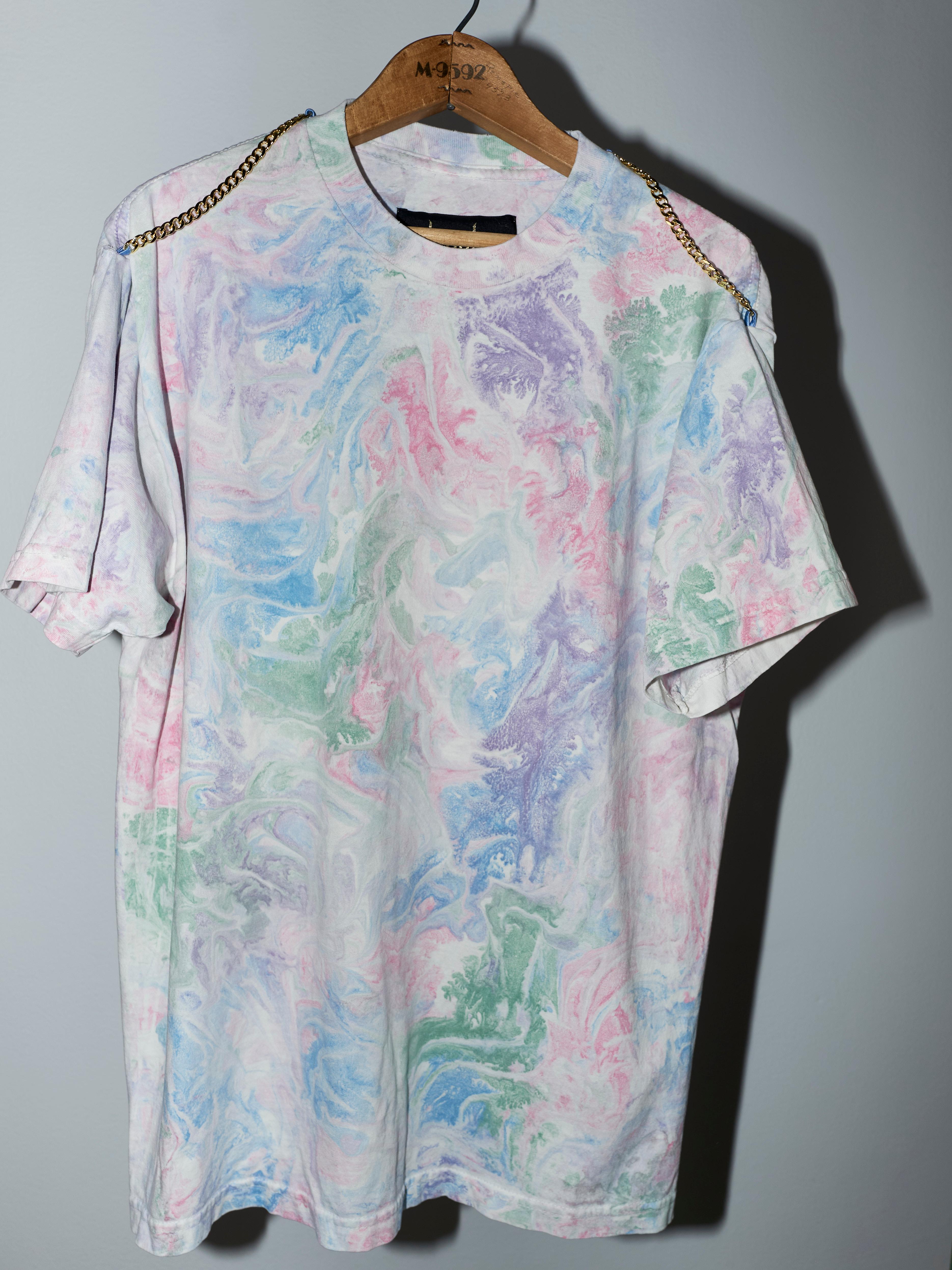 Marble Dye T-Shirt Multi Pastel Gold Chain Cotton J Dauphin 2