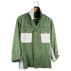 Used J Dauphin  Green Military Jacket Silver Lilac Silver Lurex Tweed Gold Buttons